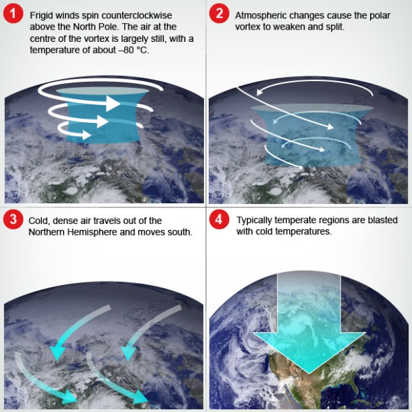 Polar Vortex Breakdown